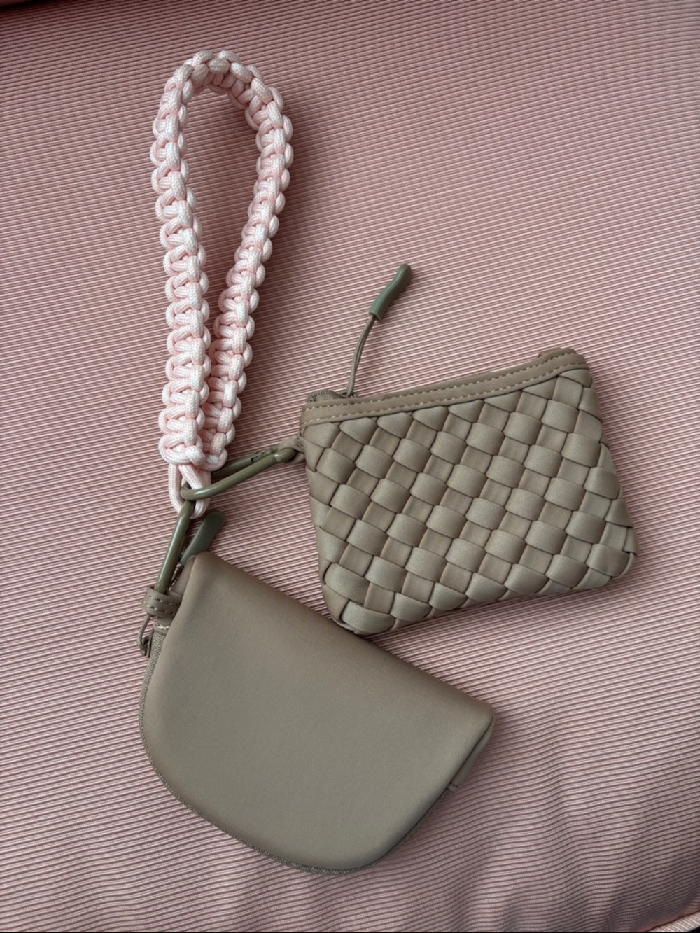 Anthropologie Daily Practice Neoprene Brown Pink Woven Wristlet